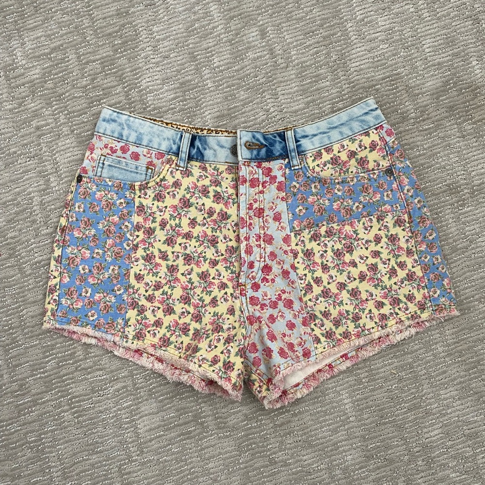Anthropologie flora denim shorts